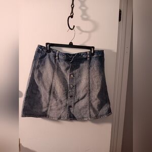 Faded Glory Washed Blue Button-Front Mini Skirt